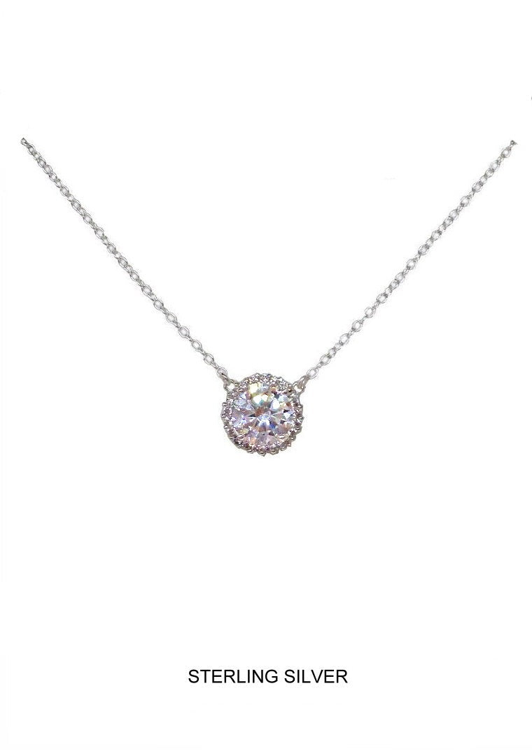 Elysian Glow - Large, Silver CZ Halo Necklace