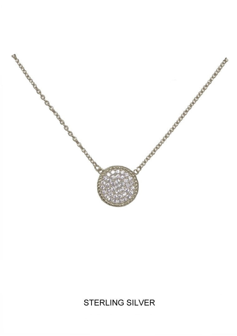 Purelight - Silver Pave Disc Necklace