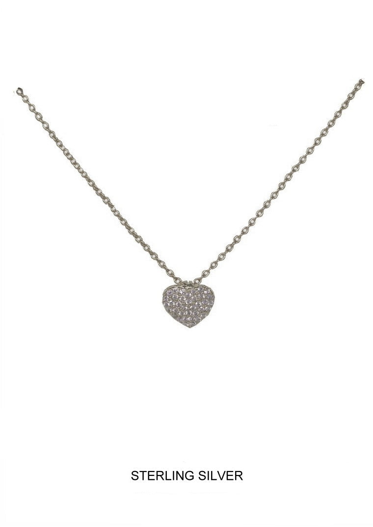 Affection - Silver Pave CZ Heart Necklace