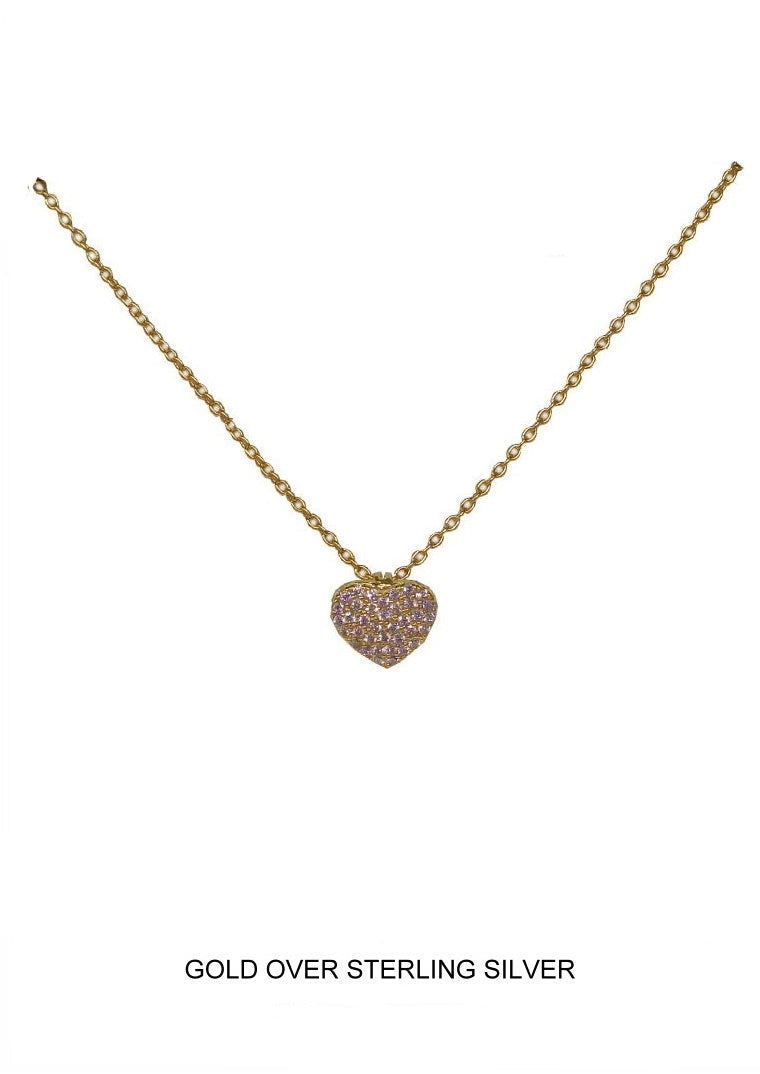 Affection - Gold Pave CZ Heart Necklace