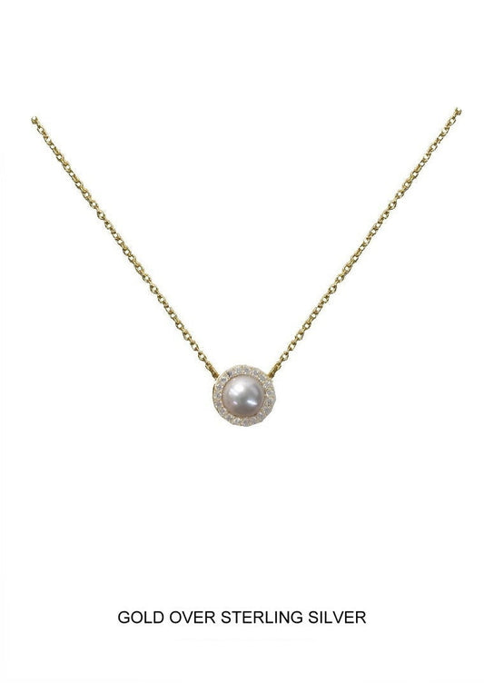 Halo Pearl Necklace - Gold