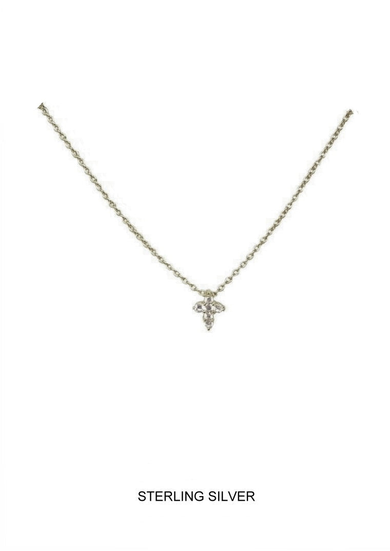 Faithful - Silver Mini CZ Cross Necklace