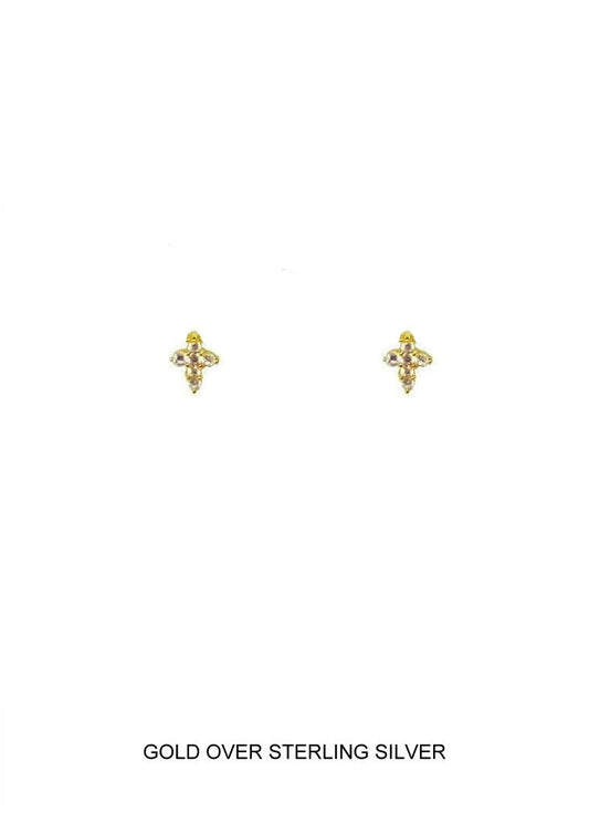 Shine Earring - Gold Mini CZ Cross