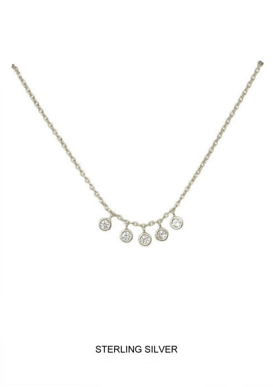 Twinkle - Silver CZ Drop Necklace