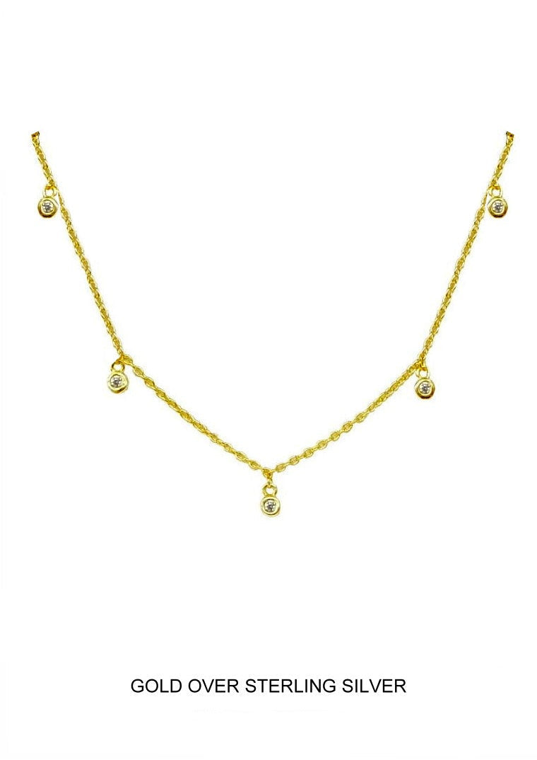 Halo - Gold Bezel Station Necklace