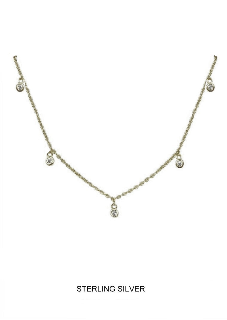 Halo - Silver Bezel Station Necklace