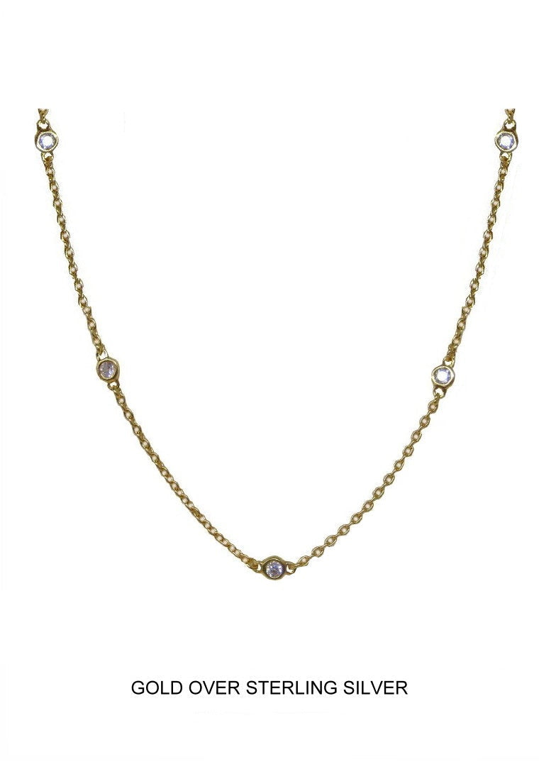 Sanctuary - Gold, Five CZ Bezel Necklace