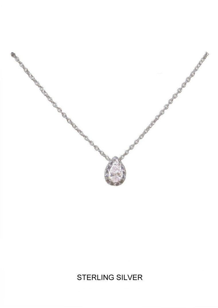 Tear of Light - Pear CZ Halo Pendant
