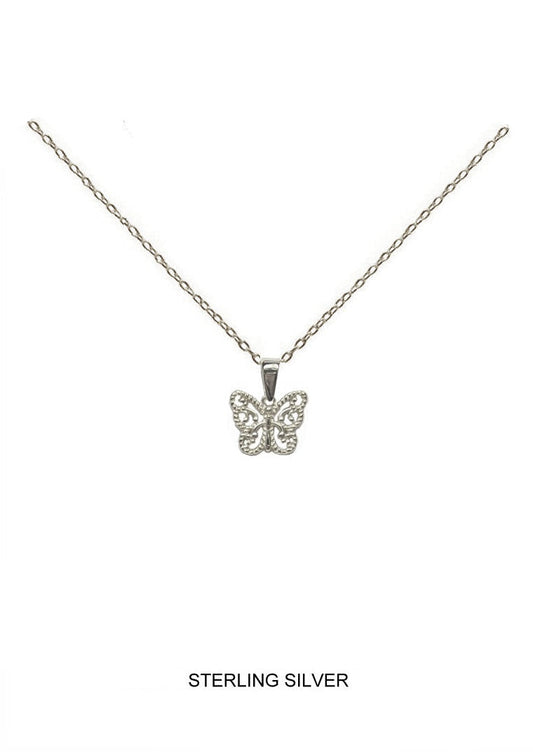 Filigree Butterfly Pendant - Silver