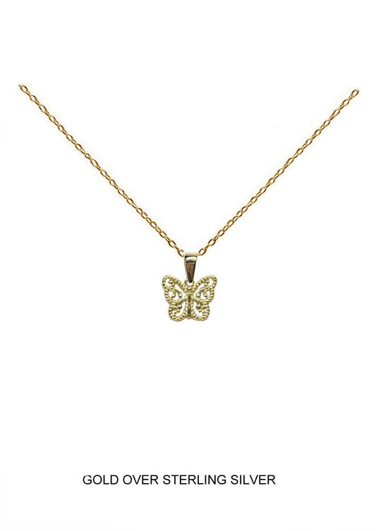 Filigree Butterfly Pendant - Gold