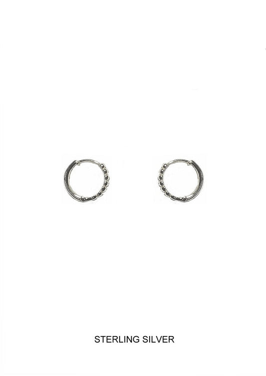 Silver Beaded Hoop Earring