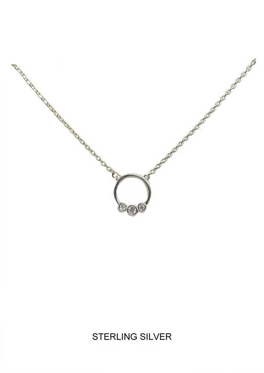 Trio CZ Circle Pendant - Silver