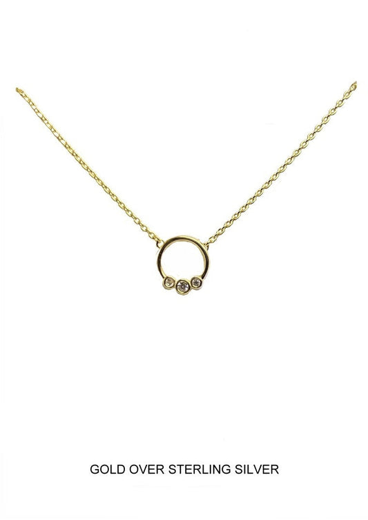 Trio CZ Circle Pendant - Gold