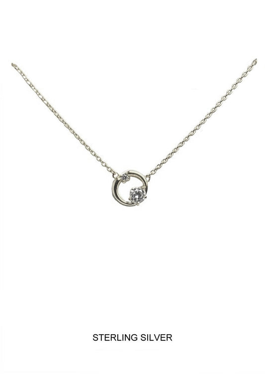 Karma Circle CZ Necklace - Silver