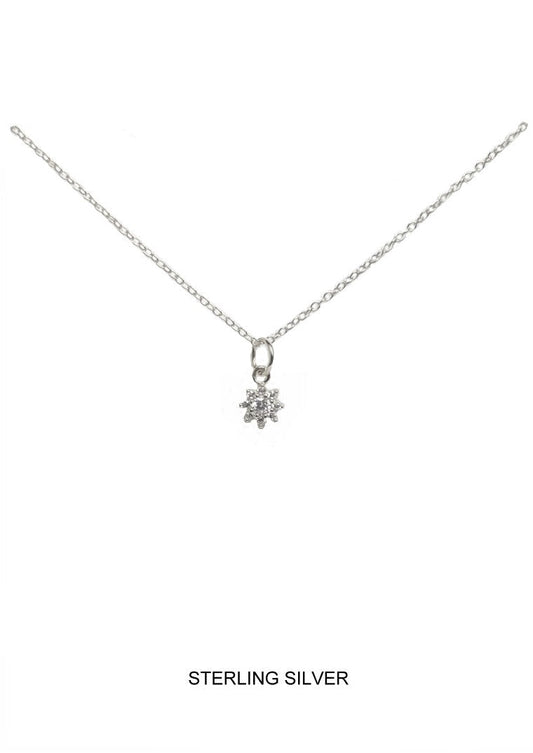 Sunflower CZ Pendant - Silver