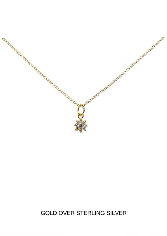 Sunflower CZ Pendant - Gold