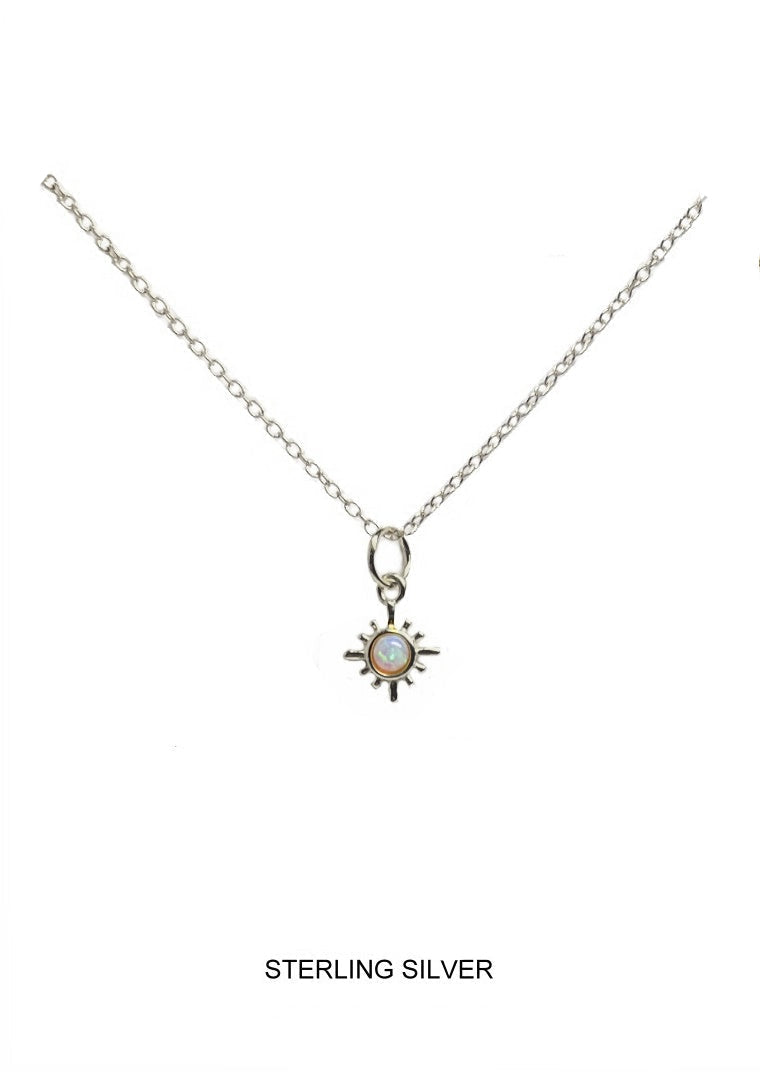 Opal Sunburst Pendant - Silver