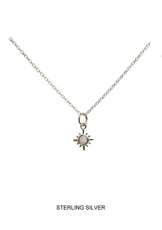 Opal Sunburst Pendant - Silver