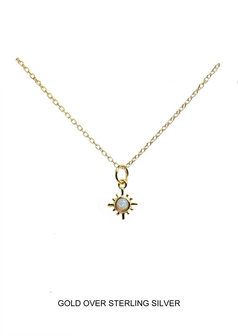 Opal Sunburst Pendant - Gold