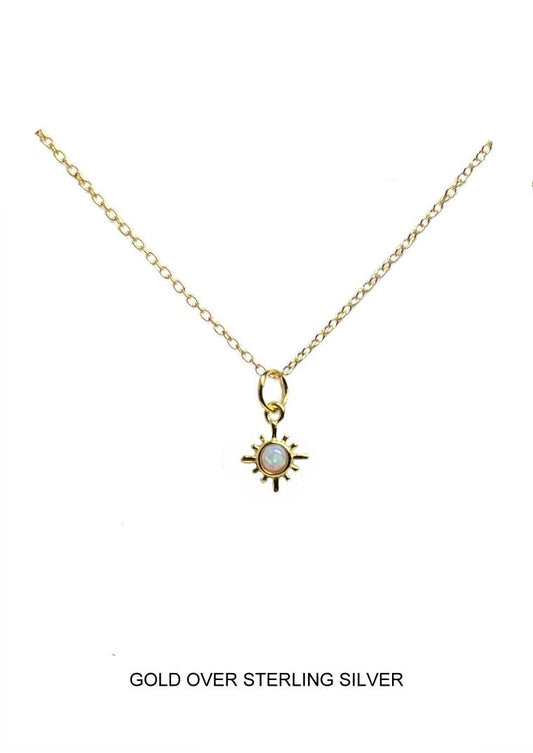 Opal Sunburst Pendant - Gold