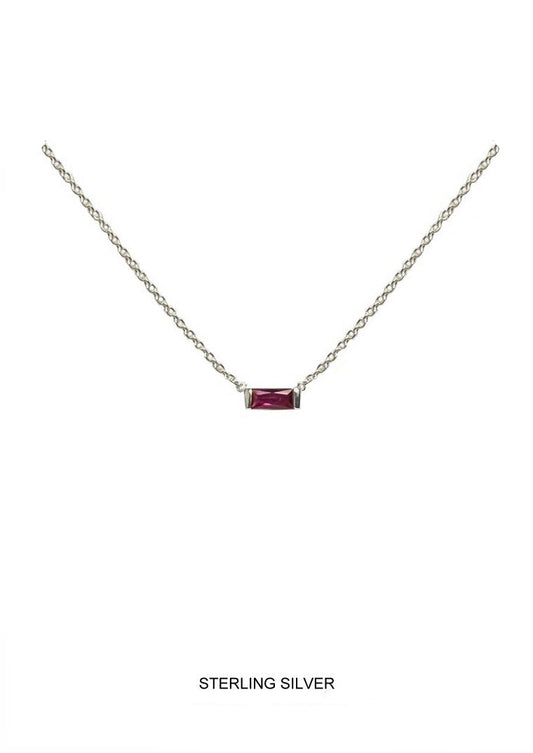 Starfire | Passion - Energy - Protection | Silver Garnet Baguette Necklace