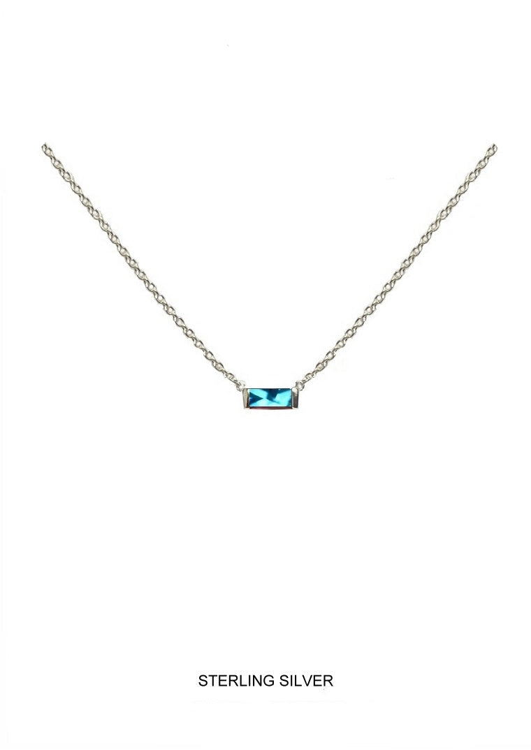 Seabreeze | Tranquility - Clarity - Courage | Silver Aqua Baguette Necklace