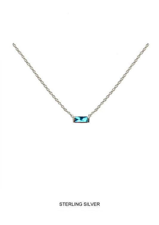 Seabreeze | Tranquility - Clarity - Courage | Silver Aqua Baguette Necklace