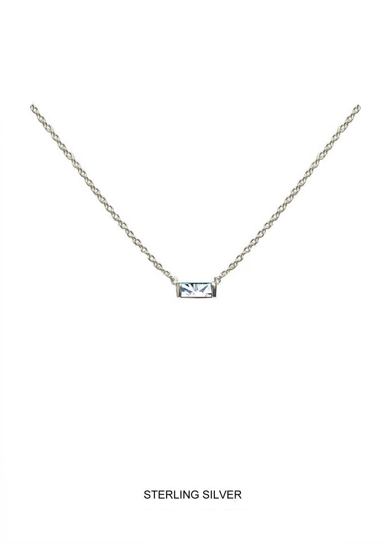 Glimmer | Purity - Strength - Everlasting Love | Silver Crystal Baguette Necklace