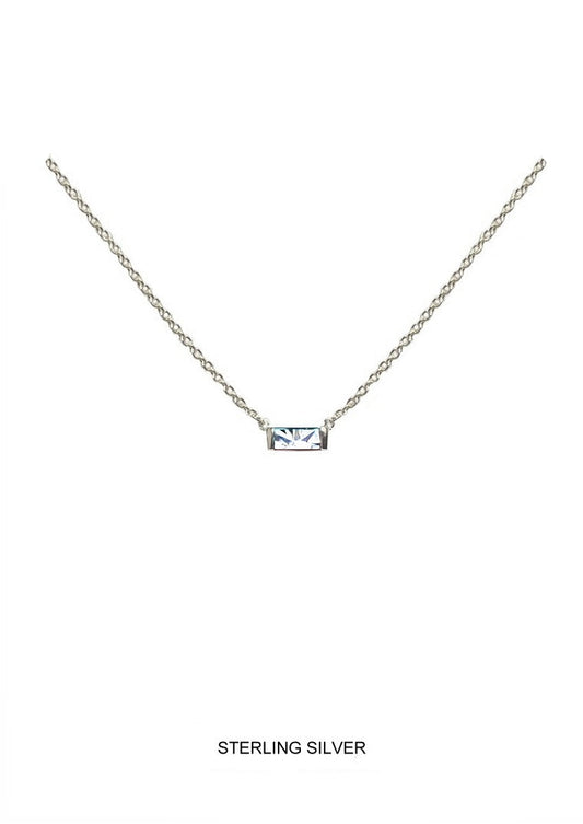 Glimmer | Purity - Strength - Everlasting Love | Silver Crystal Baguette Necklace