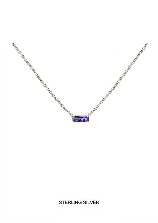 Harmony | Purity - Innocence - Integrity | Silver Lavender Baguette Necklace