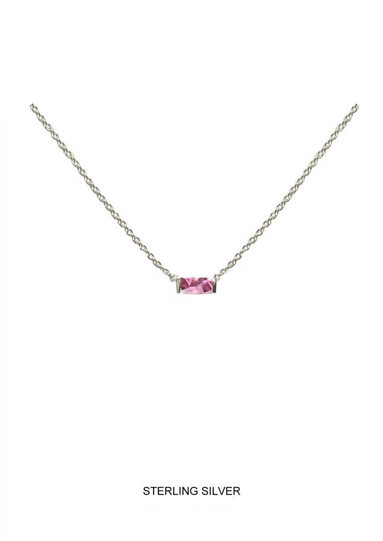 Petal | Creativity - Inspiration - Hope | Silver Pink Baguette Necklace