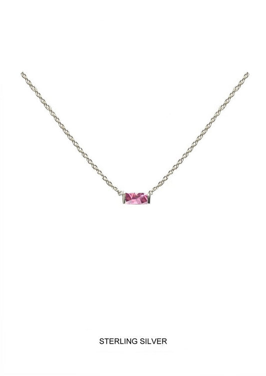 Petal | Creativity - Inspiration - Hope | Silver Pink Baguette Necklace