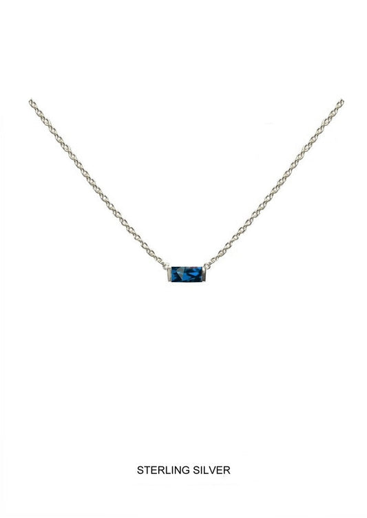 Lagoon | Protection - Healing - Tranquility | Silver Ocean Blue Baguette Necklace