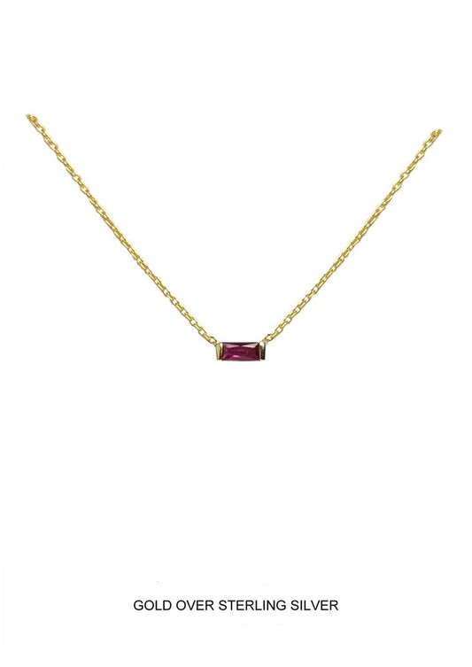 Starfire | Passion - Energy - Protection | Gold Garnet Baguette Necklace