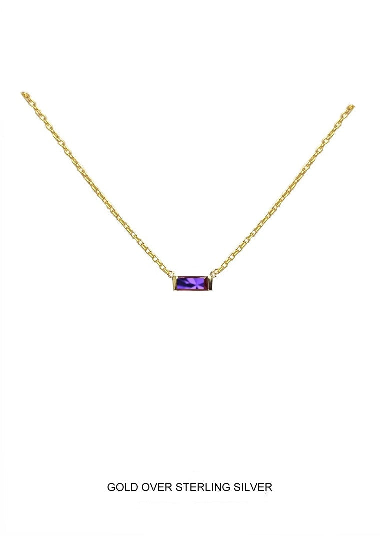 Amour | Spirituality - Clarity - Calm | Gold Amethyst Baguette Necklace