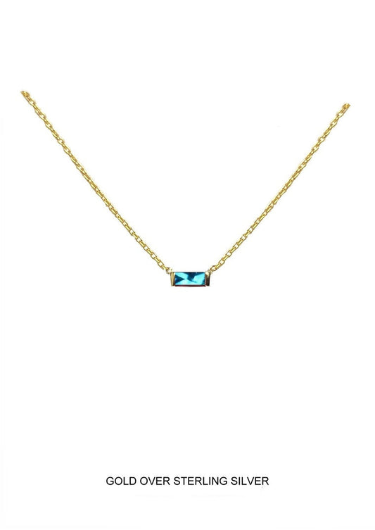 Seabreeze | Tranquility - Clarity - Courage | Gold Aqua Baguette Necklace