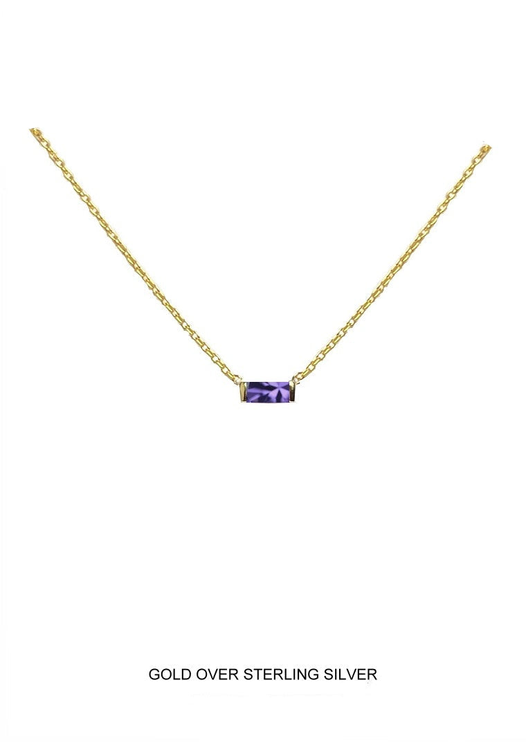 Harmony | Purity - Innocence - Integrity | Gold Lavender Baguette Necklace