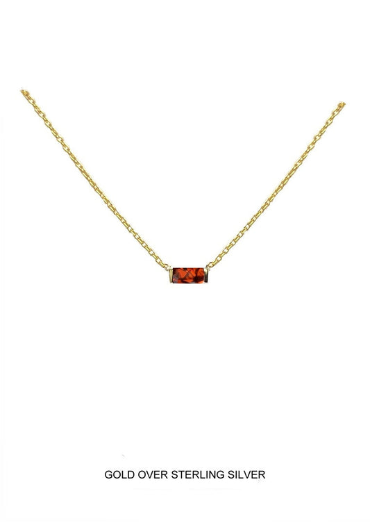 Crimson | Vitality - Passion - Courage | Gold Ruby Baguette Necklace