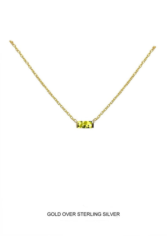 Wildflower | Prosperity - Good Fortune - Healing | Gold Light Green Baguette Necklace