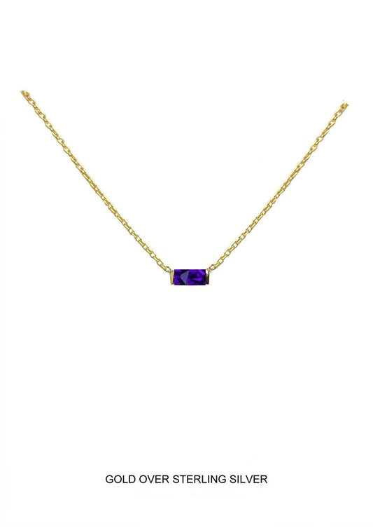Royal | Wisdom - Loyalty - Nobility | Gold Deep Purple Baguette Necklace