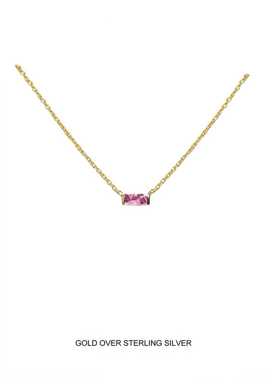 Petal | Creativity - Inspiration - Hope | Gold Pink Baguette Necklace
