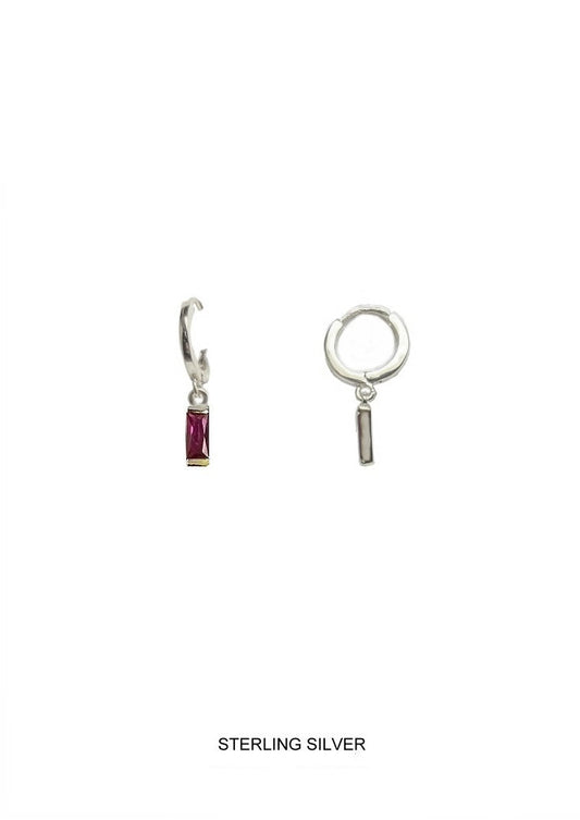 Starfire | Passion - Energy - Protection | Silver Garnet Baguette Hoops