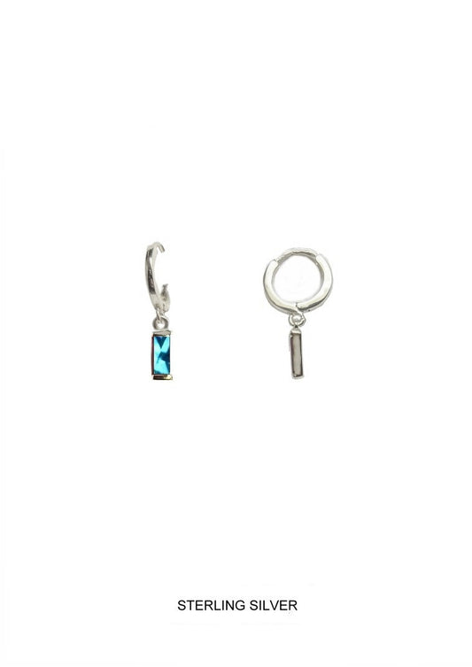 Seabreeze | Tranquility - Clarity - Courage | Silver Aqua Baguette Hoops
