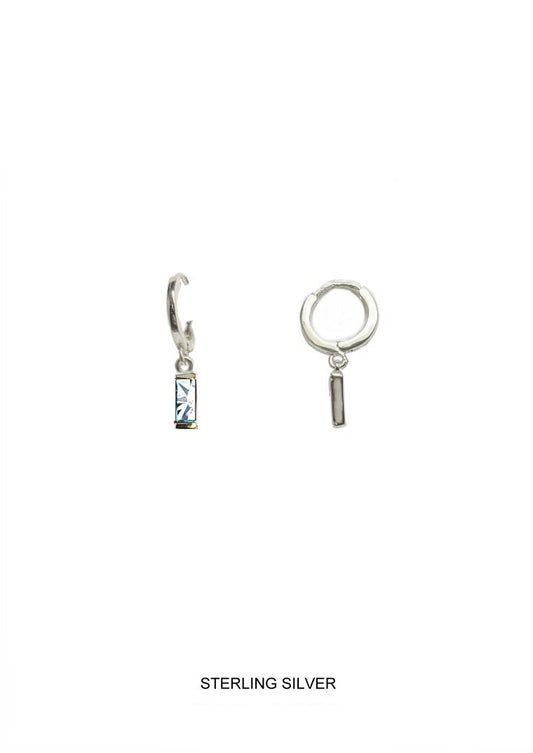 Glimmer | Purity - Strength - Everlasting Love | Silver Clear Baguette Hoops