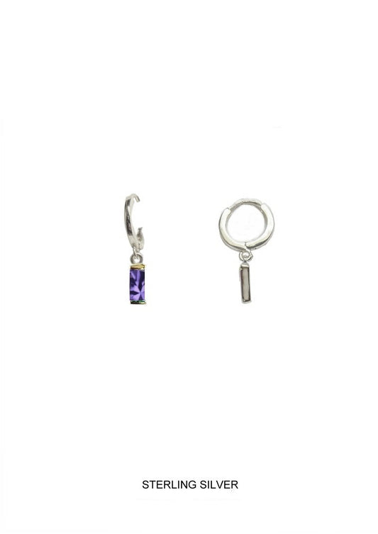 Harmony | Purity - Innocence - Integrity | Silver Lavender Baguette Hoops