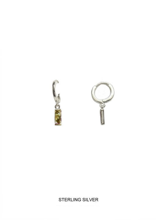 Sol | Joy - Warmth - Abundance | Silver Citrine Baguette Hoops