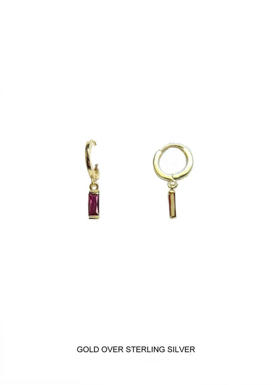 Starfire | Passion - Energy - Protection | Gold Garnet Baguette Hoops