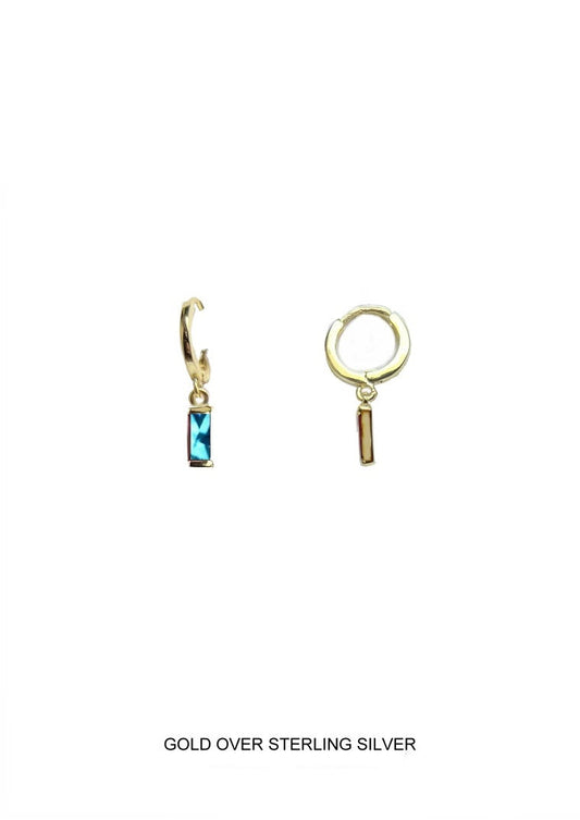 Seabreeze | Tranquility - Clarity - Courage | Gold Aqua Baguette Hoops