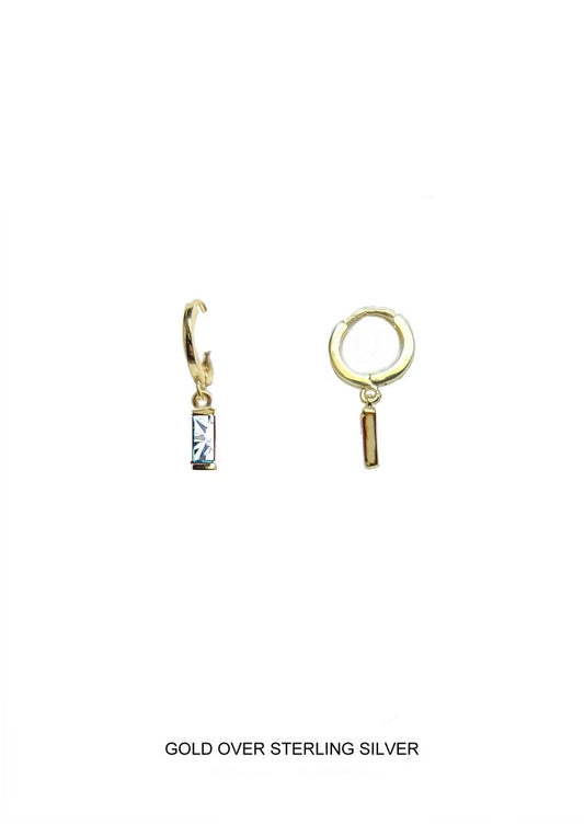 Glimmer | Purity - Strength - Everlasting Love | Gold Clear Baguette Hoops