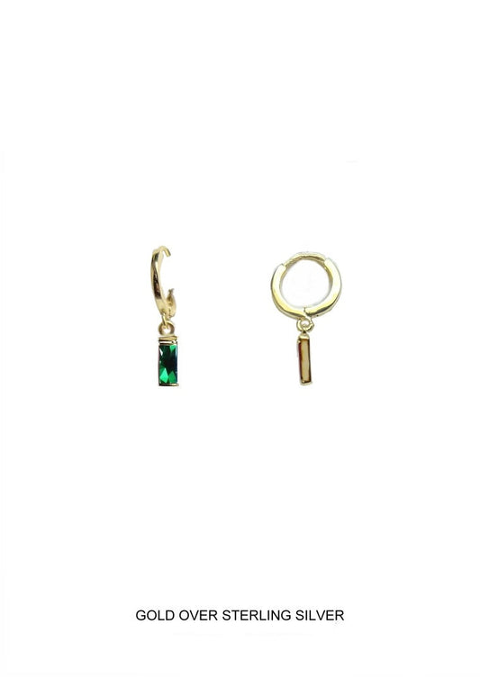 Clover | Rebirth - Fertility - Love | Gold Emerald Baguette Hoops